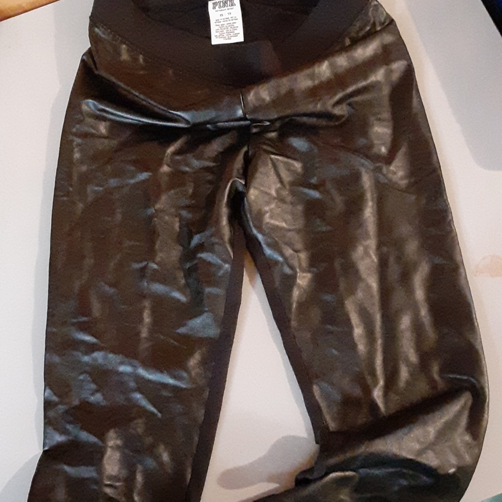 Womens leather PINK leggings